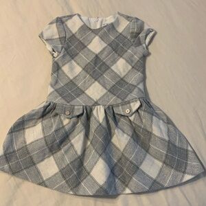 Mayoral Chic Winter Gray Plaid Dress Size 6 Christmas holidays tweed silver wool